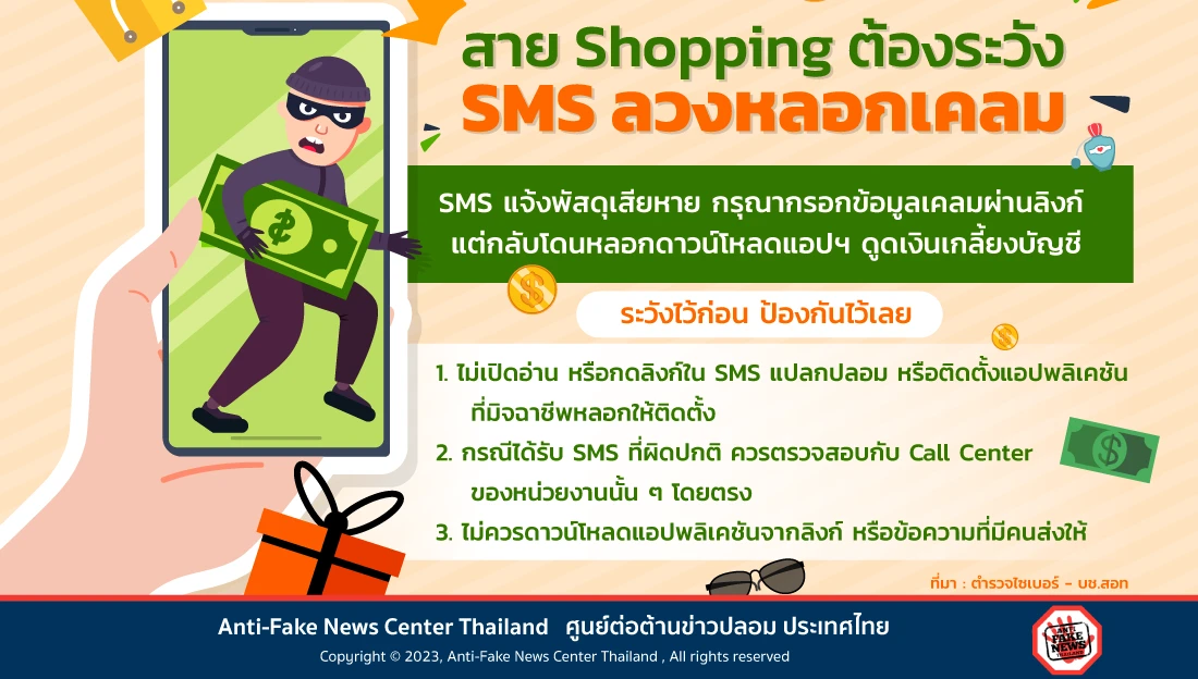 สาย Shopping ต้องระวัง SMS ลวงหลอกเคลม