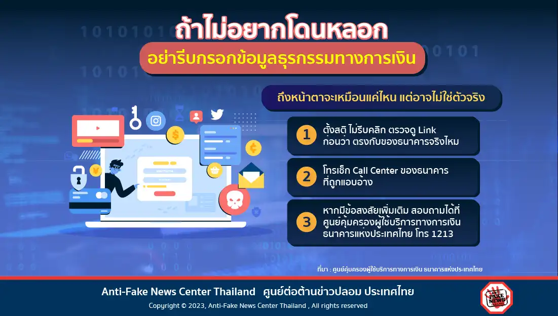 Web ถ้าไม่อยากโดนหลอก อย่ารีบกรอกข้อมูลธุรกรรมทางการเงิน