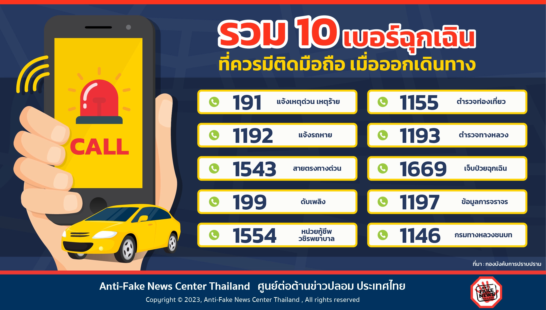 Web รวม 10 เบอร์ฉุกเฉินที่ควรมีติดมือถือ เมื่อออกเดินทาง