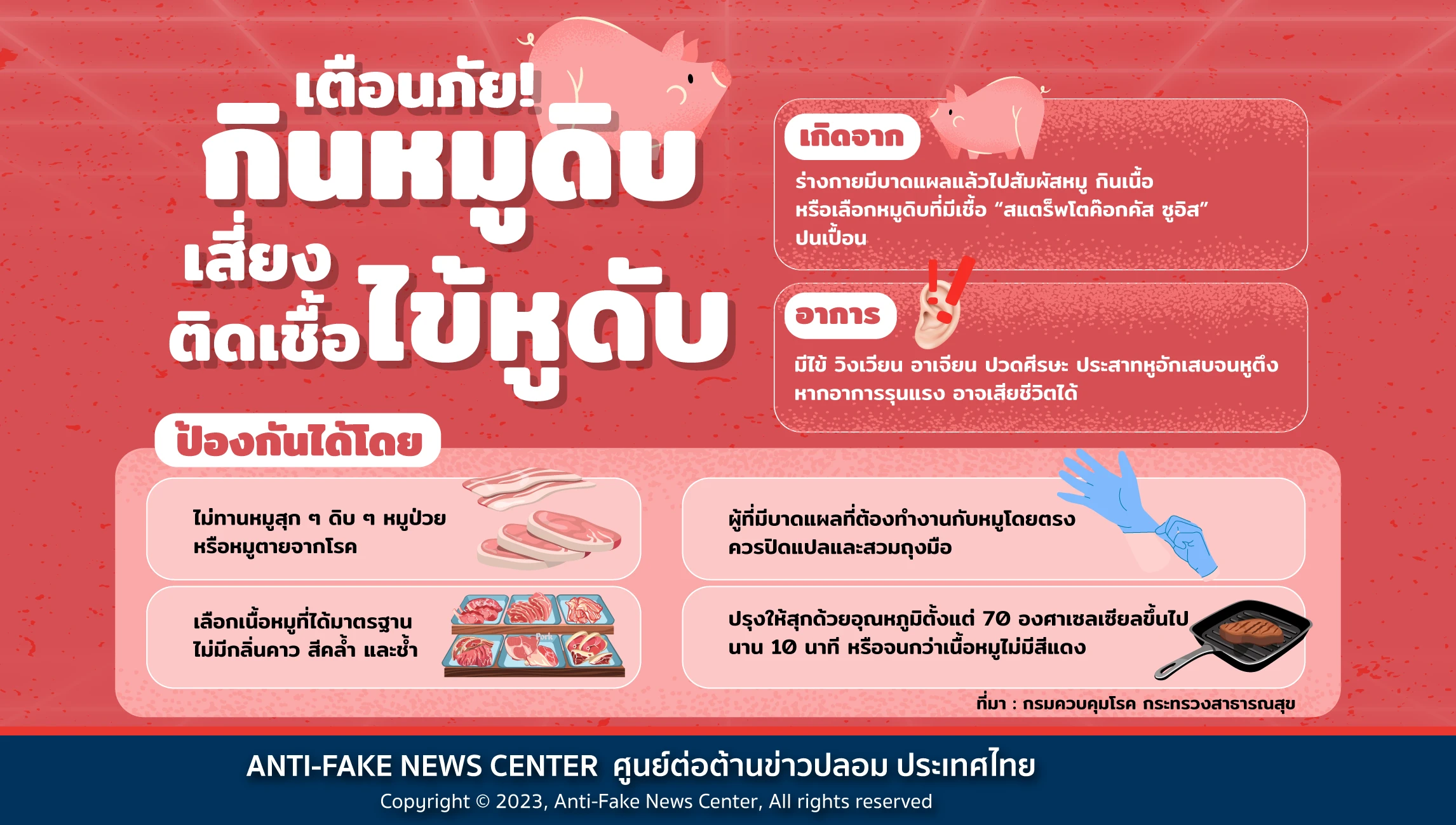 Website เตือนภัย! กินหมูดิบ เสี่ยงติดเชื้อไข้หูดับ