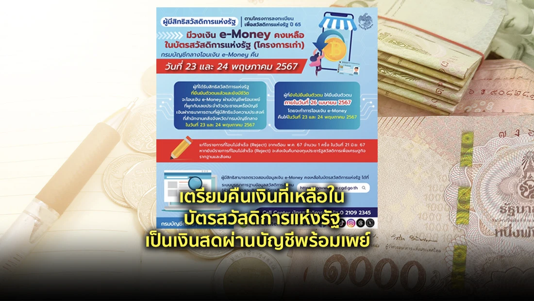 เตรียมคืนเงินที่เหลือในบัตรสวัสดิการแห่งรัฐ
