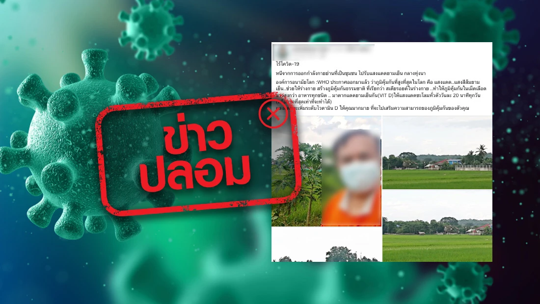 ตากแดดรับวิตามินดี วันละ 20 นาที ฆ่าเชื้อโควิด 19 ได้