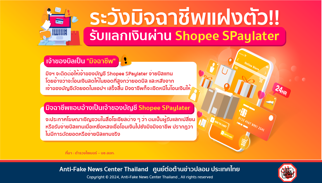ระวังมิจฉาชีพแฝงตัว!! รับแลกเงินผ่าน Shopee SPaylater