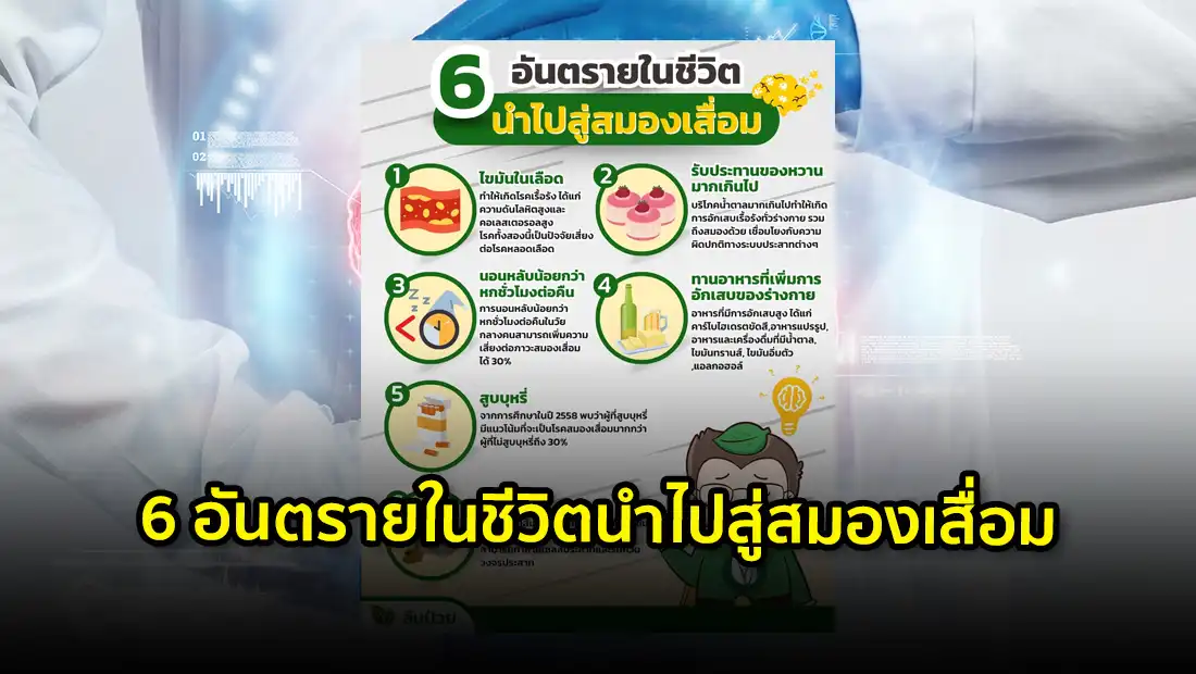6 อันตรายในชีวิตนำไปสู่สมองเสื่อม