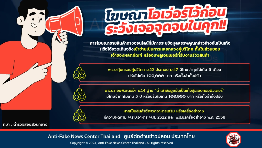 โฆษณาโอเว่อร์ไว้ก่อน ระวังเจอจุดจบในคุก!!