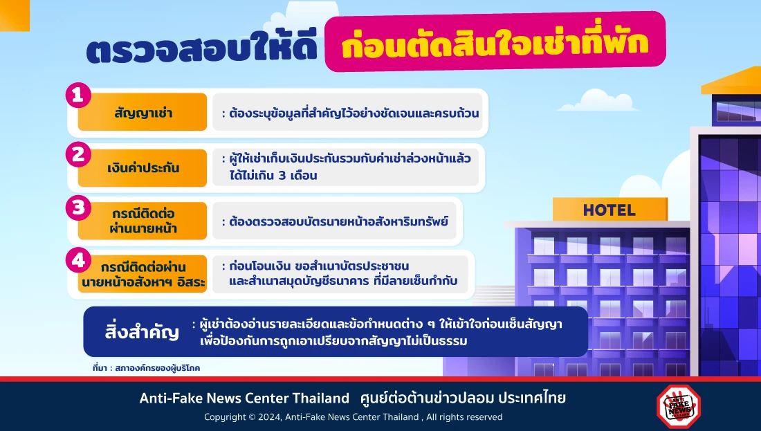 ตรวจสอบให้ดี ก่อนตัดสินใจเช่าที่พัก