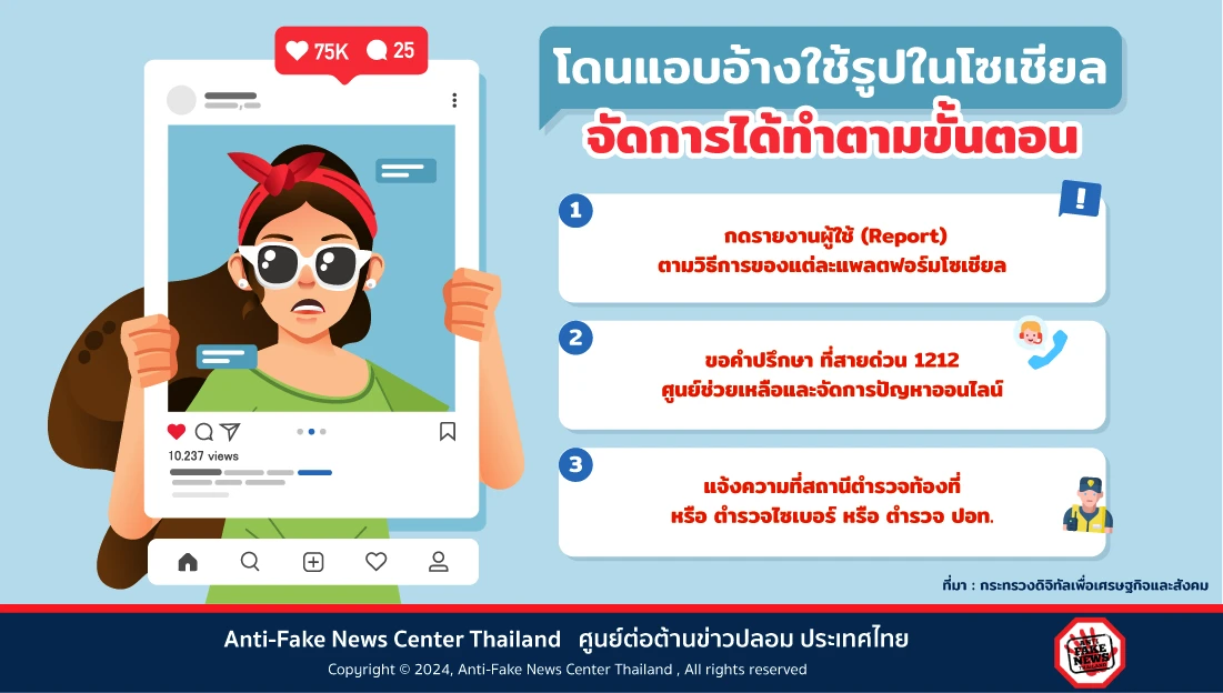 โดนแอบอ้างใช้รูปในโซเชียล จัดการได้ ทำตามขั้นตอน