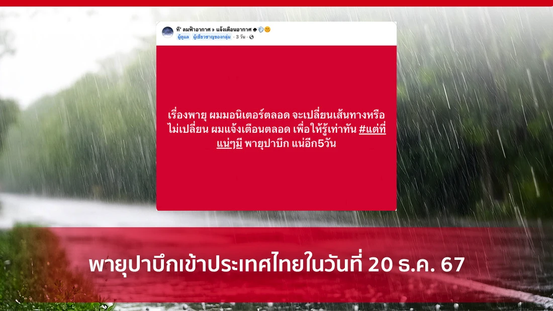พายุปาบึกเข้าประเทศไทยในวันที่ 20 ธ.ค. 67