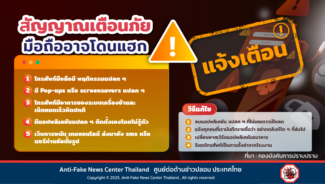 สัญญาณเตือนภัย มือถืออาจโดนแฮก