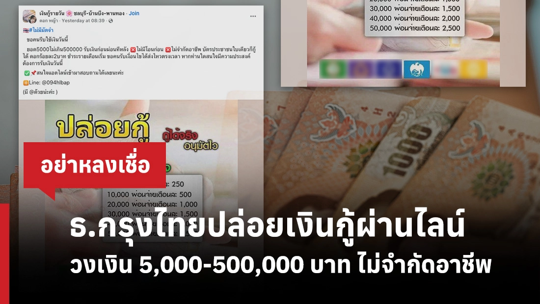 ปล่อยเงินกู้ผ่านไลน์