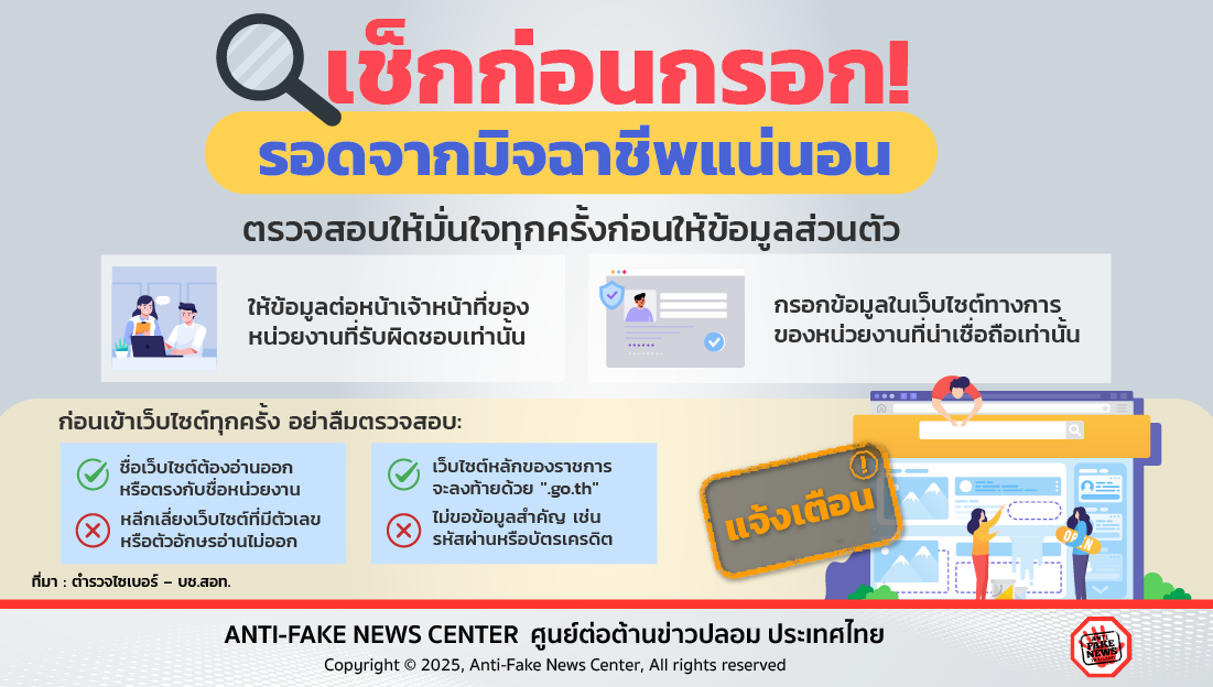 เช็กก่อนกรอก! รอดจากมิจฉาชีพแน่นอน
