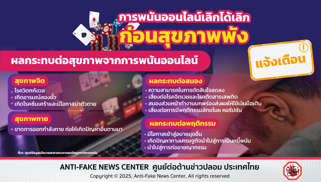 การพนันออนไลน์เลิกได้เลิก ก่อนสุขภาพพัง