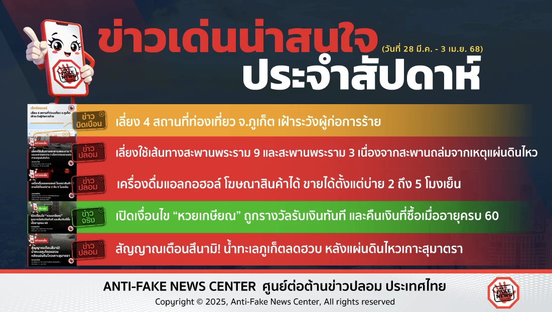 ข่าวเด่นน่าสนใจประจำสัปดาห์ (วันที่ 28 มี.ค. - 3 เม.ย. 68)