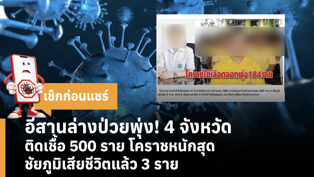 อีสานล่างป่วยพุ่ง! 4 จังหวัด ติดเชื้อ 500 ราย โคราชหนักสุด ชัยภูมิเสียชีวิตแล้ว 3 ราย