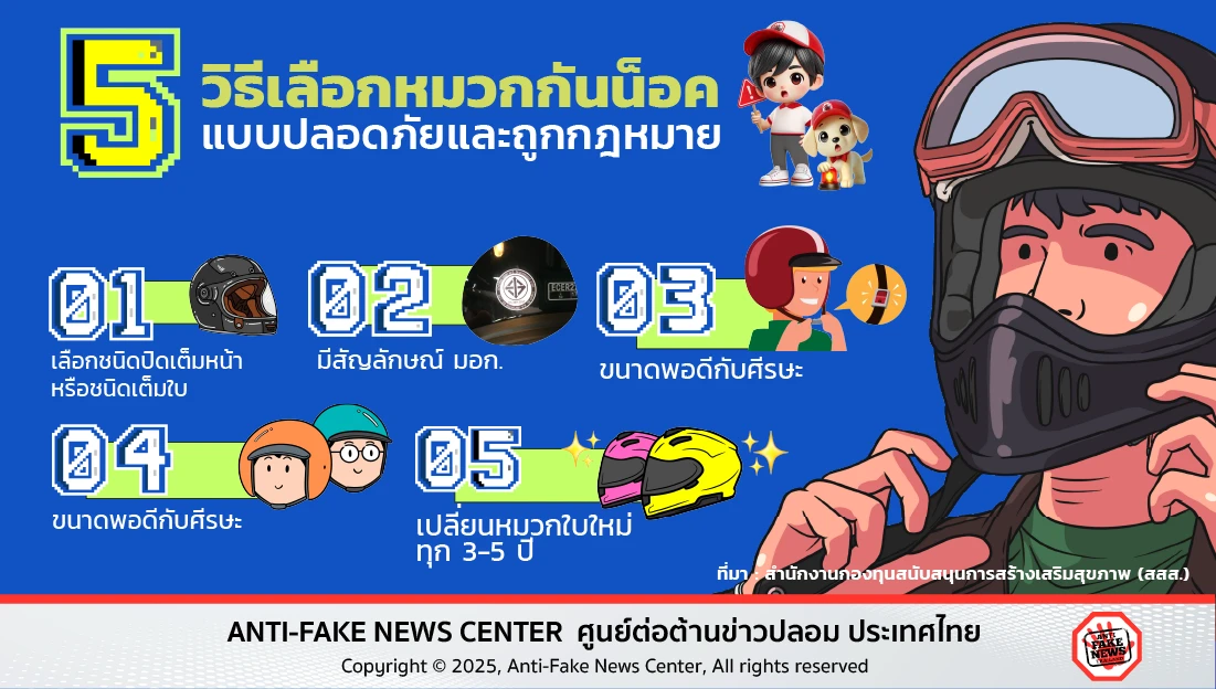 5 วิธี เลือกหมวกกันน็อค แบบปลอดภัย และถูกกฎหมาย