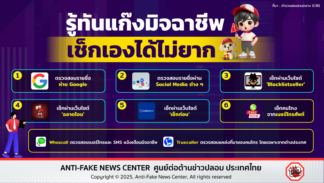 รู้ทันแก๊งมิจฉาชีพ เช็กเองได้ไม่ยาก